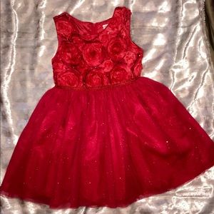 Red Tulle Dress with Sequin Accents